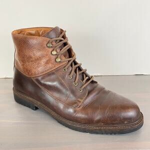 Vintage Cole Haan Country Lace Up Ankle Boots Men 10M Brown Leather Rugged Work